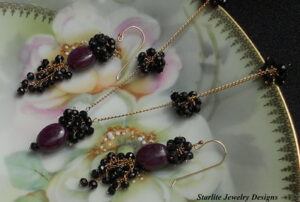 Black spinel jewelry with black spinel cut and and polished stones